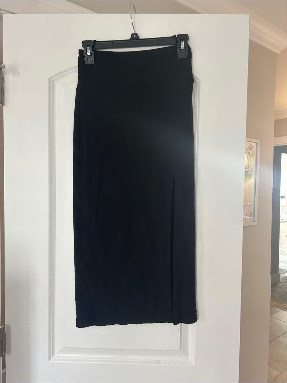 Dynamite Black Ribbed Midi Skirt